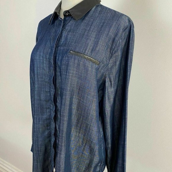 Calvin Klein Mens Blue Denim Retro Shirt Size L - Picture 3 of 9
